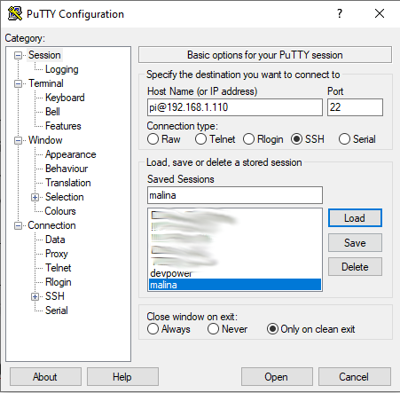 Mosquitto - MQTT - Putty
